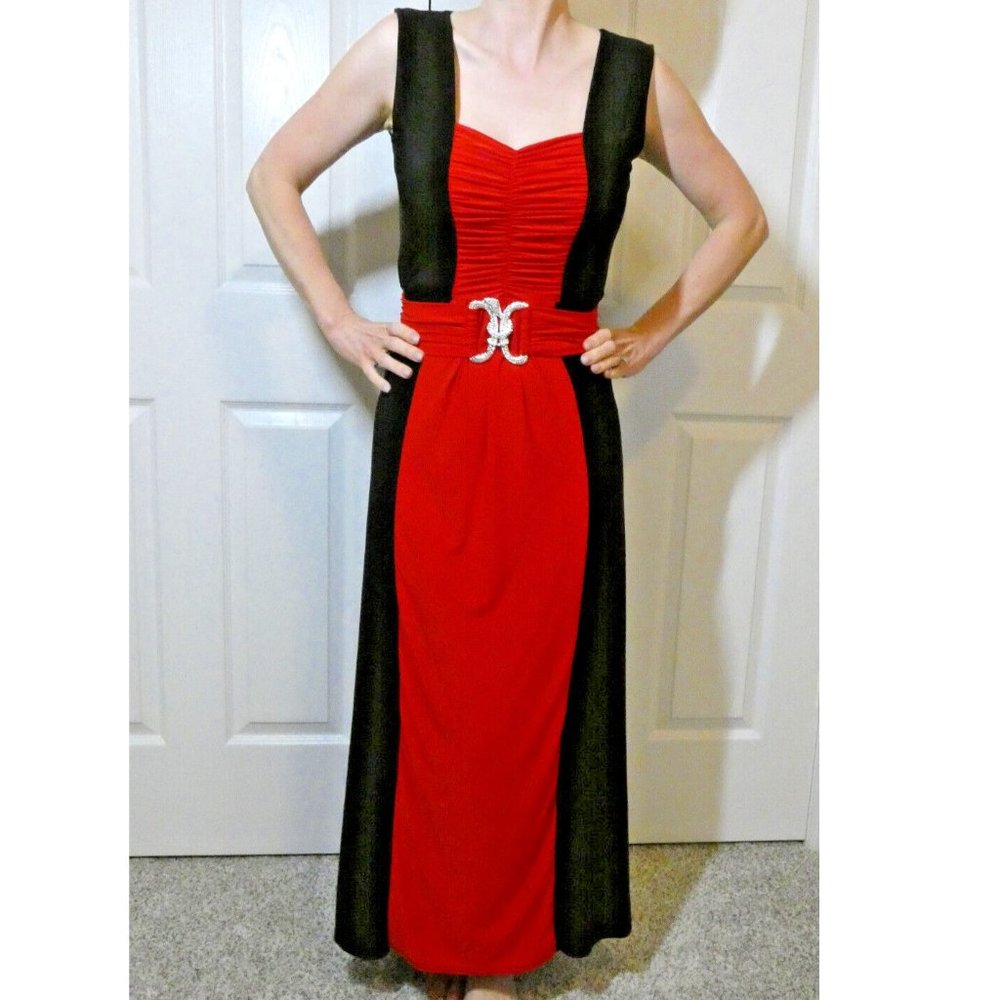 Liquid Size M Prom Dress Red Black Vintage Formal Unique Rare OOAK Slimming
